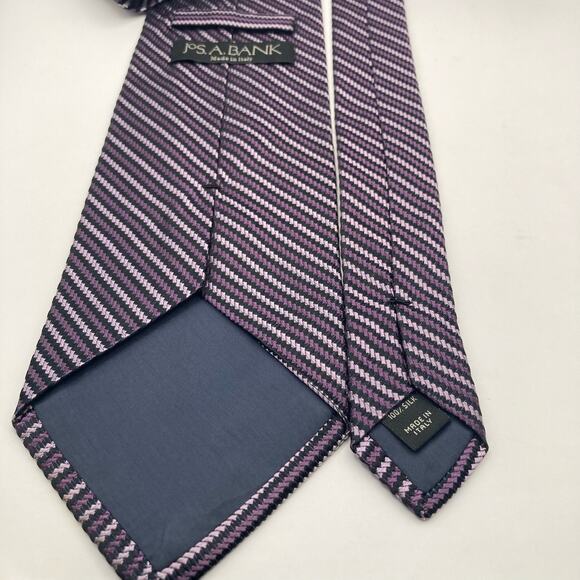 Jos A Bank 100% Silk Repp Neck Tie Purple/ Black/ White 61"L x 3.75"W - Picture 5 of 7